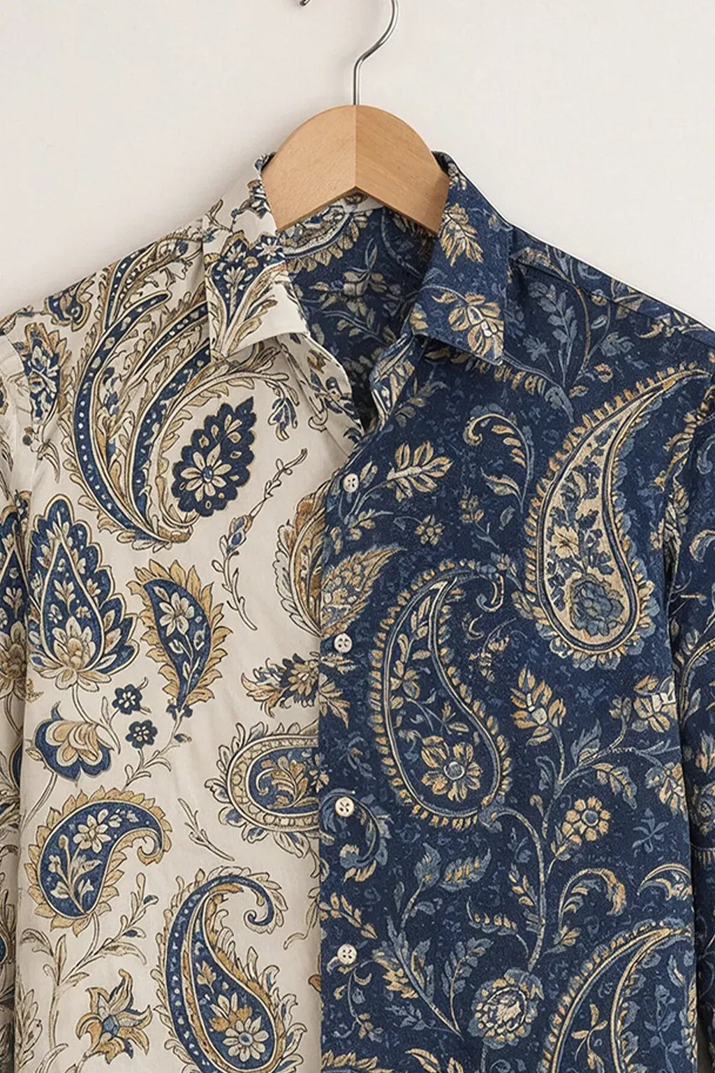Modetrix Men's Premium Blue & White Half Paisley Designer Full Sleeve Shirt | Cotton Blend | Regular Fit | Casual Party Shirt